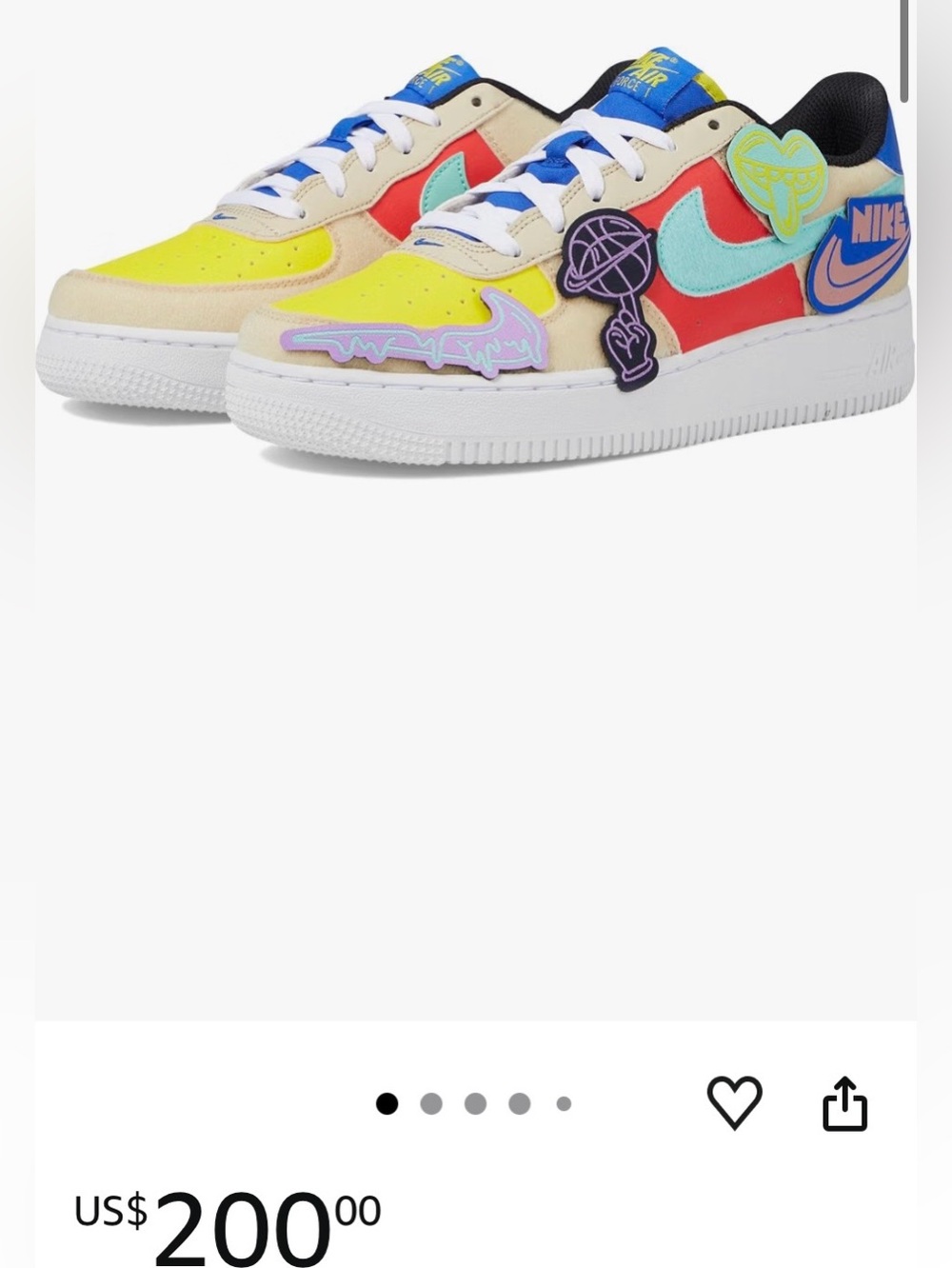 Nike Air Force 1 LV8 2 Low-Top Sneakers in Yellow, Red, Mint & Blue